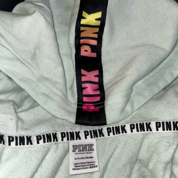 PINK Victoria’s Secret light teal blue/green zip up hoodie sweatshirt size small - Picture 10 of 16